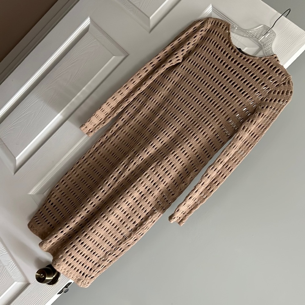 Zara sweater dress size small beige khaki lined